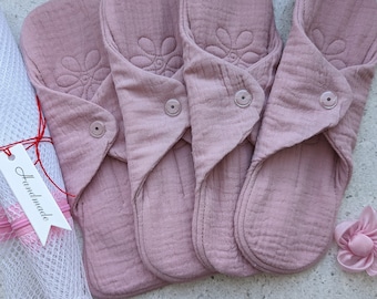 Cloth Pads Starter Set :4, size 9"/Organic Cloth Pads/Period Pads/Mama Cloth/Menstrual Pads/Sanitary Pad/Reusable Pads/Eco Friendly