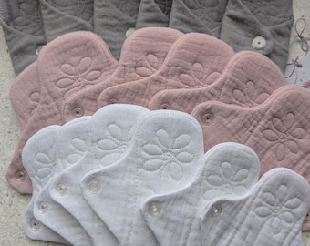 Reusable Sanitary Pads set 6pads, size 6",7",8". Washable Panty Liner. Reusable Panty Liners | Washable Sanitary Towels | Soft Cotton Period