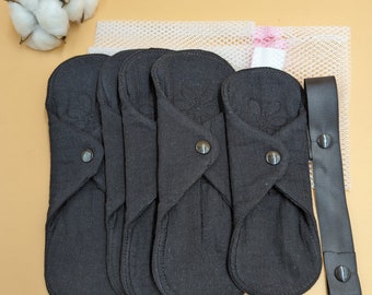 Reusable Cloth Stater Kit 5 pads Laundry Bag,size 9". Organic Cotton Pads.Friendly Gift for Her.