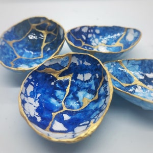Kintsugi Egg, custom-created gift of encouragement, love, sympathy, and healing, “Indigo” Deep Blue with Gold. Personalization available