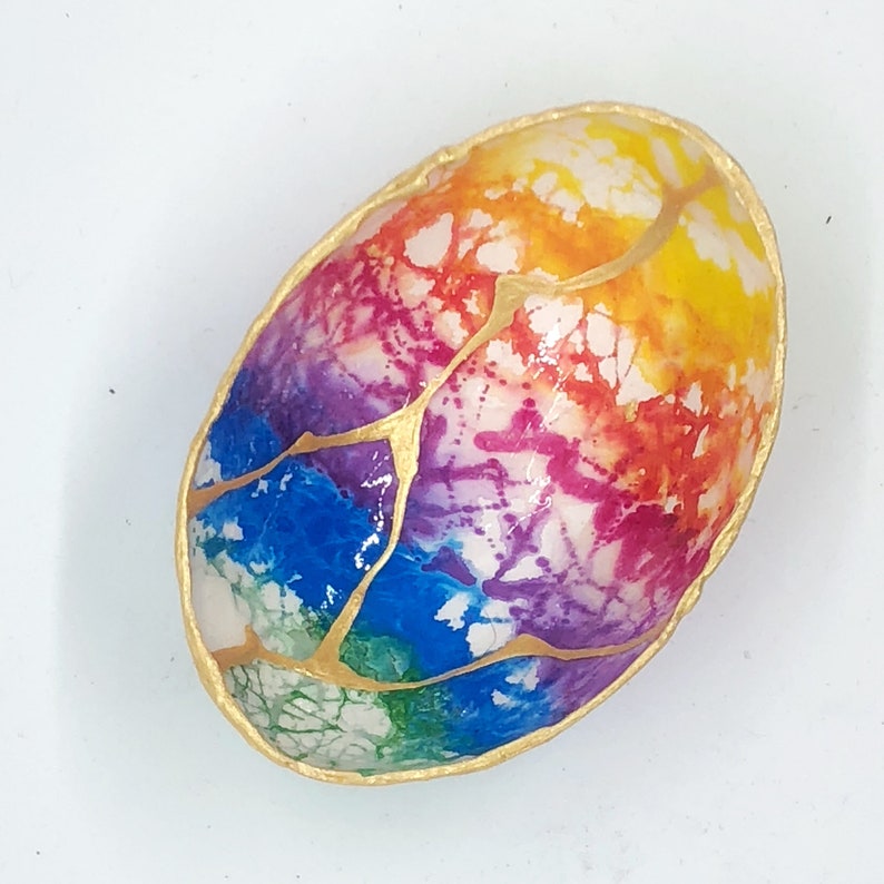 sympathy and healing Rainbow Colors with gold Kintsugi Egg gift of encouragement love