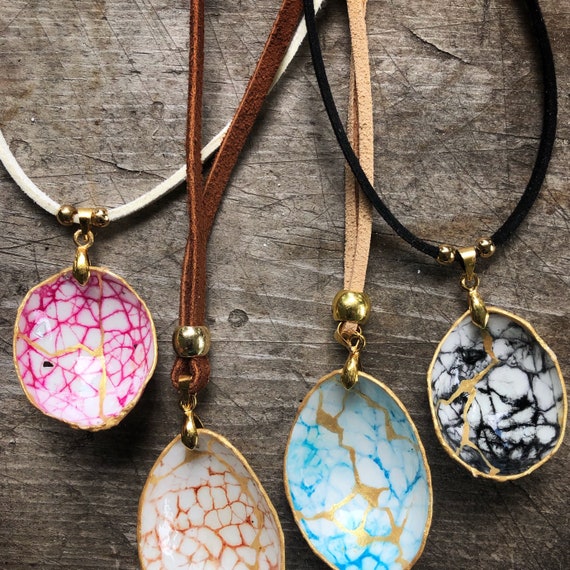 Kintsugi Quail Egg Necklace Gift of Encouragement Love Etsy