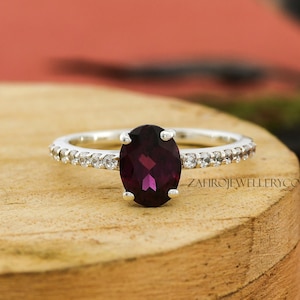 Handmade Rhodolite Garnet Ring: Sterling Silver Engagement Jewelry