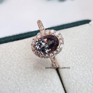 Oval Alexandrite Halo Ring: Sterling Silver June Birthstone