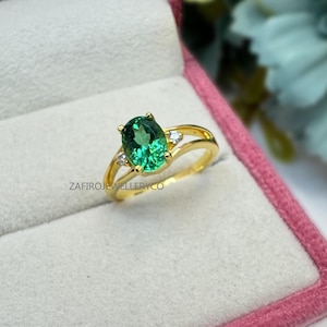 Handmade Gemstone,Emerald Sterling Silver Stacker Ring: May Birthstone,