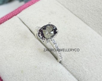 Handmade Alexandrite Ring, Sterling Silver, Oval Cut, June Birthstone, Promise Ring