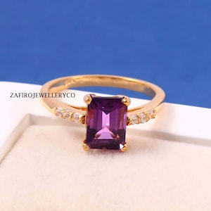 Handmade Amethyst Ring: Sterling Silver Octagon Cut, February Birthstone