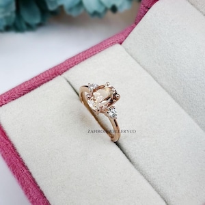 Handmade Morganite Ring: Oval June Birthstone, Sterling Silver Promise Ring