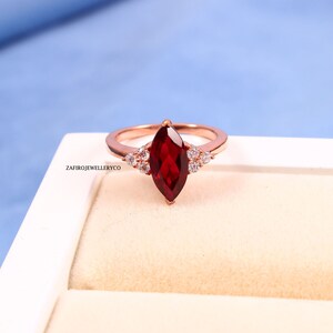 Marquise Cut Ruby Ring, Sterling Silver, July Birthstone, Statement Band