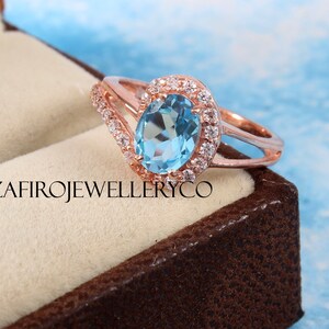 Handmade Swiss Blue Topaz Ring: Oval Sterling Silver December Birthstone