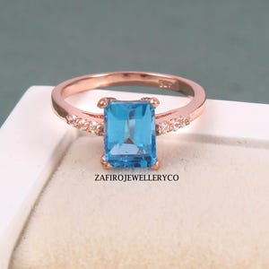 Handmade Swiss Blue Topaz Ring: Sterling Silver Octagon
