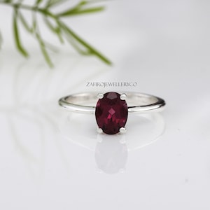 Oval Natural Garnet Engagement Rings 925 Sterling Silver Wedding Rings Bridal Anniversary Ring Duck Adjustable Silver Promise Ring