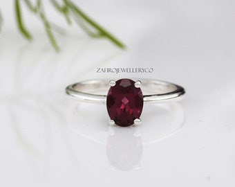 Rhodolite Garnet Ring, Natural Garnet, 925 Sterling Silver, Garnet Ring, Engagement Ring, Vintage Ring, January Birthstone, Bridal Ring,