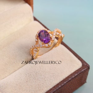 Oval Amethyst Ring: Sterling Silver February Birthstone
