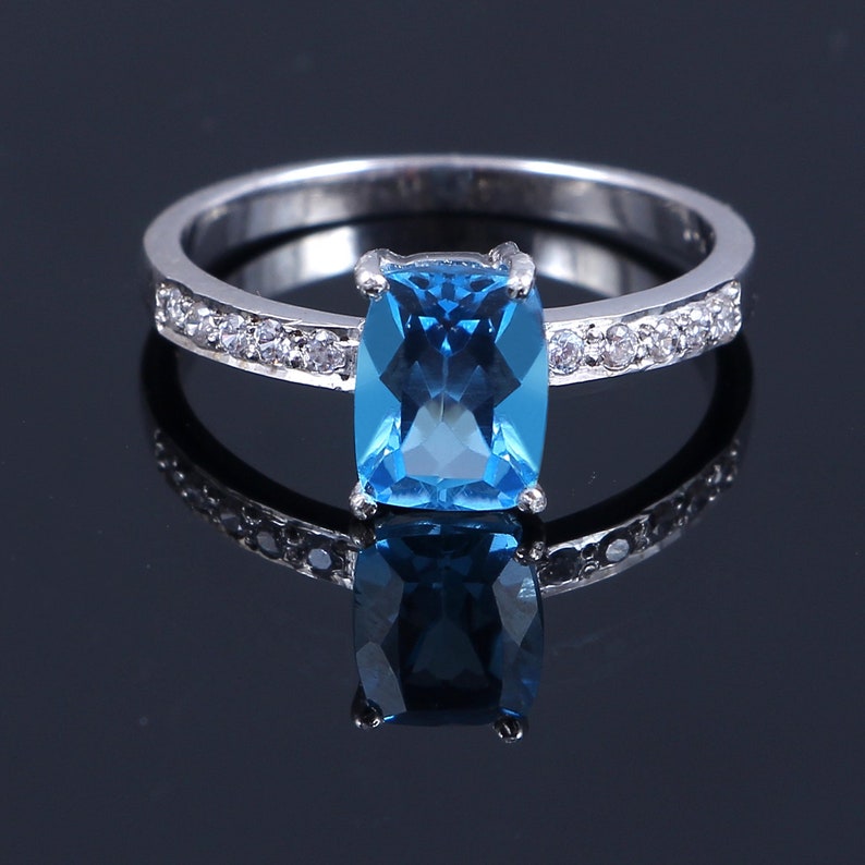 Promise Ring, Wedding Ring 925 Sterling Silver Ring Topaz Ring Swiss Blue Topaz Ring Engagement Ring Custom Ring Anniversary Ring