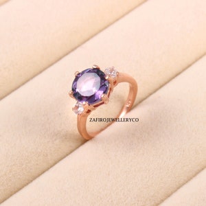 Handmade Gemstone, Alexandrite Ring: Sterling Silver, Round Cut, June Birthstone