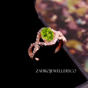 Peridot Ring: Oval Handmade Gemstone, Sterling Silver, August Birthstone