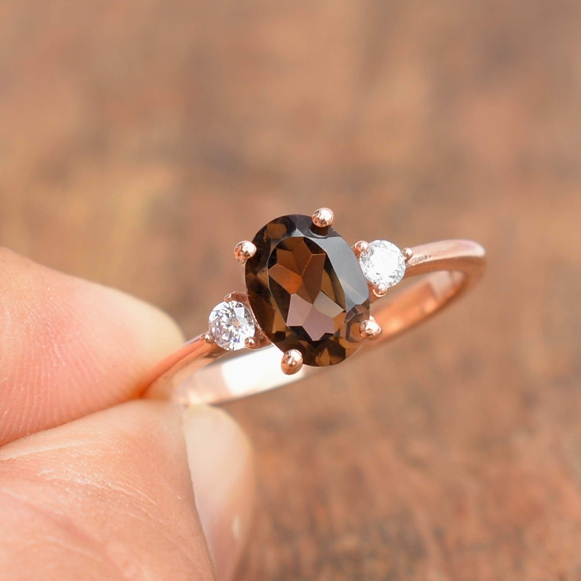 Natural Smoky Ring Smoky Quartz Ring Engagement Ring Etsy