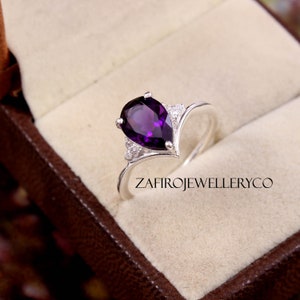 Amethyst Ring, Natural Amethyst, Natural Gemstone, Pear Shape, Anniversary Ring, Engagement Ring, Wedding Ring, Beautiful Ring, Gift For Her