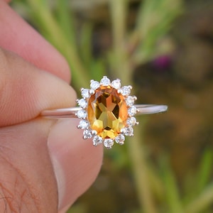 Natural Citrine Ring, 925 Sterling Silver, Engagement Ring, Steller Ring, November Birthstone, Statement Ring, Purpose Ring, Bridal Ring