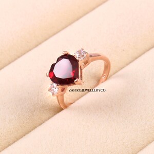 Handmade Heart Cut Ruby Ring, 925 Sterling Silver, July Birthstone, Promise Bridal Ring