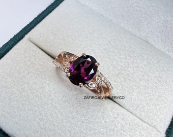 Handmade Rhodolite Garnet Cluster Ring: Sterling Silver Anniversary Ring