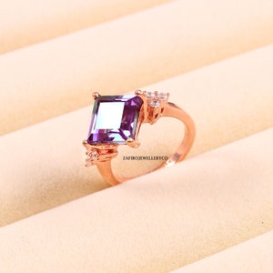 Alexandrite Ring, Wedding Gift Ring, Vintage Ring, Zircon Ring, Three Stone Ring, 925 Sterling Silver, Steller Ring, Stacker Ring, Gift Ring