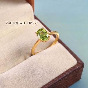 Peridot Ring, Solitaire Ring, Statement Ring, Natural Peridot, Anniversary Ring, Wedding Ring, Engagement Ring, August Birthstone, Gift Her