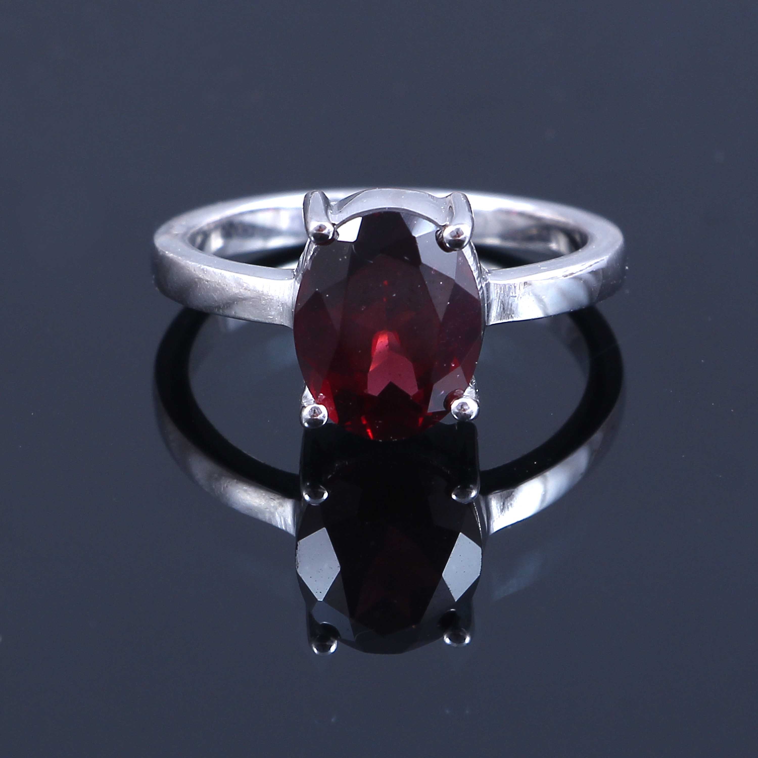 Oval Natural Garnet Engagement Rings 925 Sterling Silver Wedding Rings Bridal Anniversary Ring Duck Adjustable Silver Promise Ring
