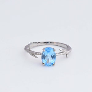 Swiss Blue Topaz, Unique Ring, Engagement Ring, 925 Sterling Silver, Anniversary Ring, statement Ring, Wedding Ring, December Birthstone,