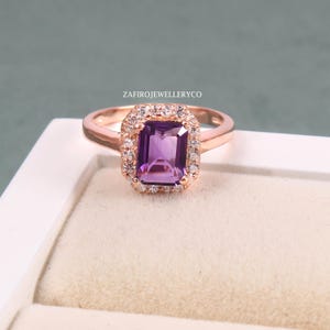 Handmade Gemstone, Amethyst Ring: Sterling Silver Engagement, February Birthstone