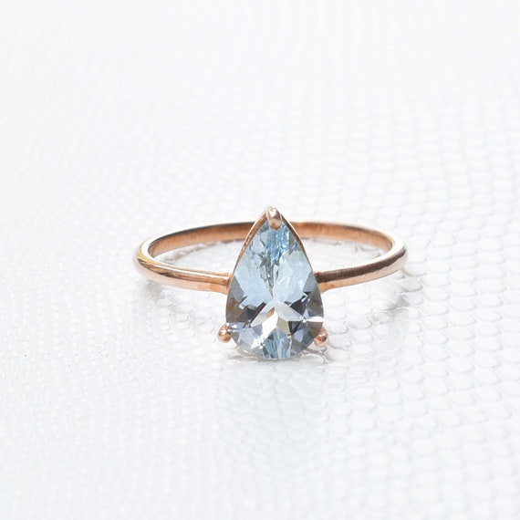 Pear Aquamarine Ring, Engagement Ring, Pear Cut Aquamarine Ring, Bridal  Ring, March Birthstone Ring, Promise Ring, Wedding Ring, Bridal Ring - Main Image