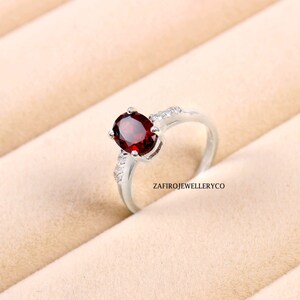 Oval Garnet Ring: Sterling Silver January Birthstone