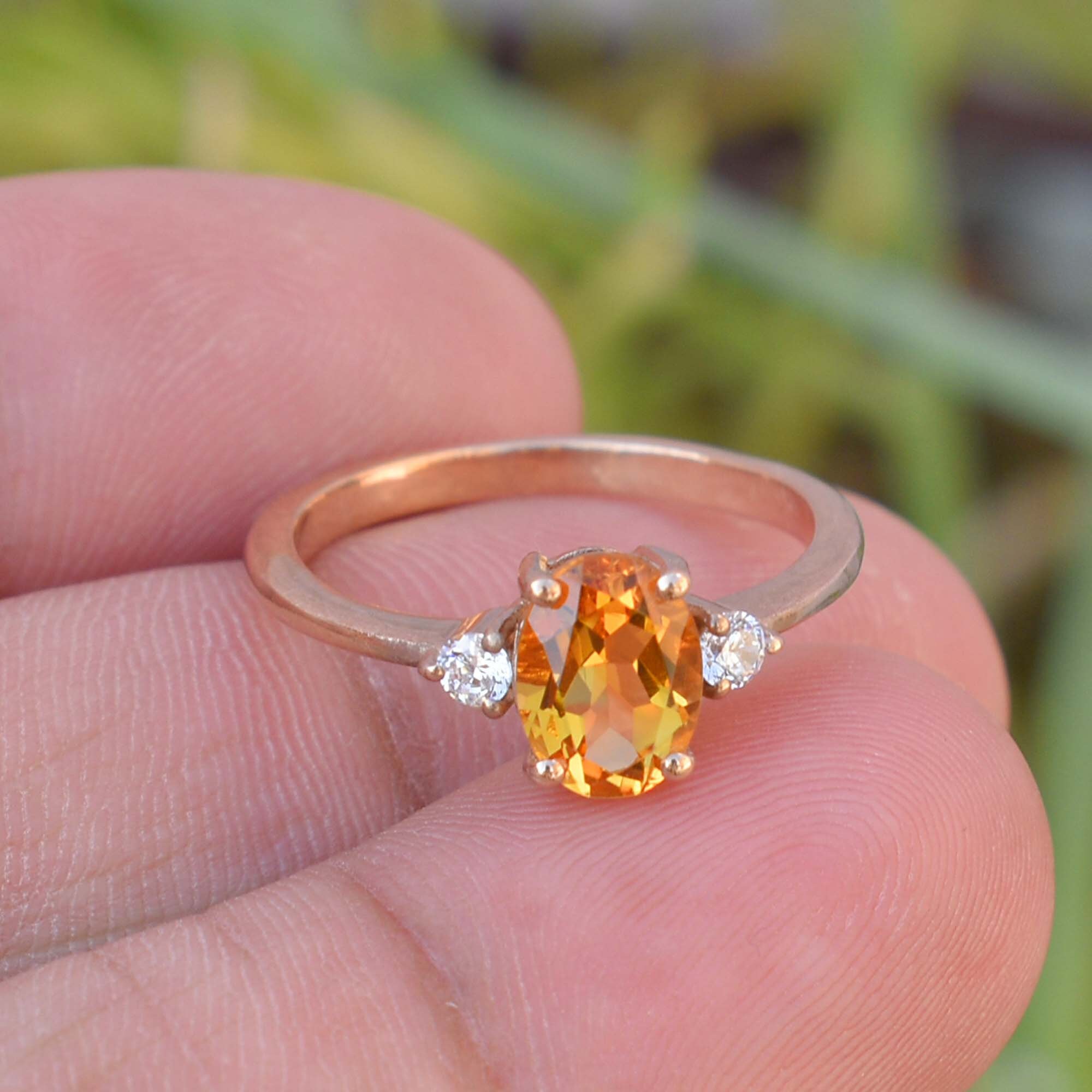 Citrine Ring 925 Sterling Silver Statement Ring November Etsy