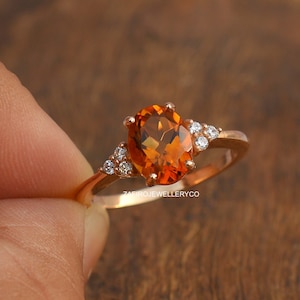 Natural Citrine, Citrine Ring, November Birthstone, 925 Sterling Silver, Oval Ring, Yellow Gemstone Ring, Silver Jewelry, Three Stone Ring