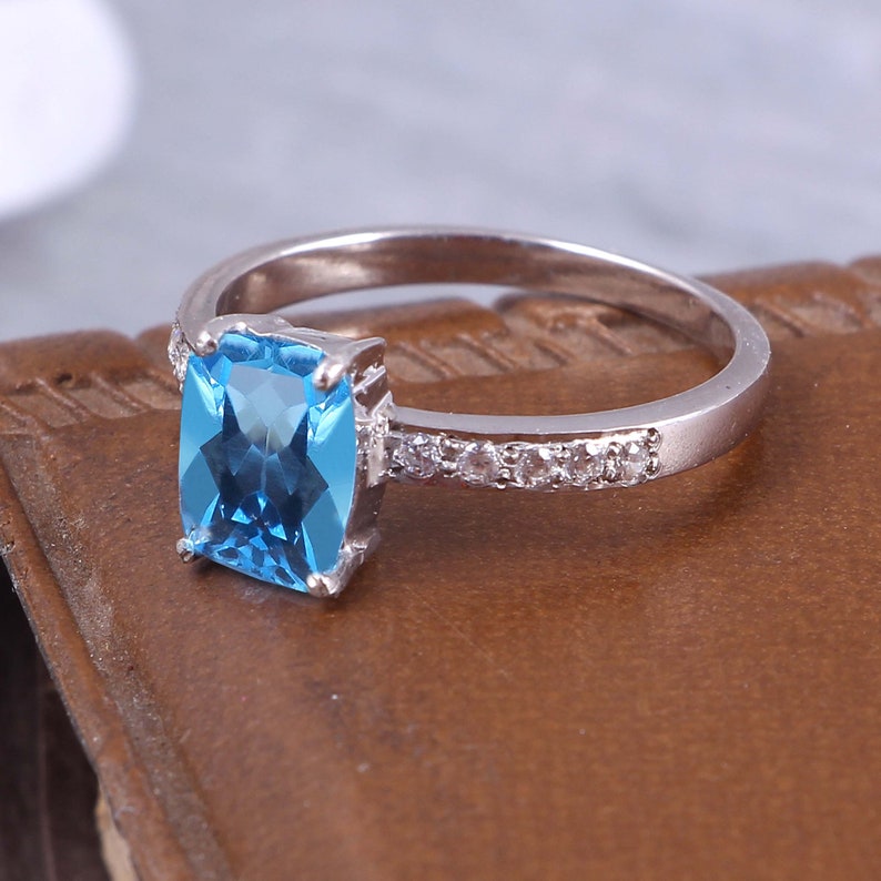 Promise Ring, Wedding Ring 925 Sterling Silver Ring Topaz Ring Swiss Blue Topaz Ring Engagement Ring Custom Ring Anniversary Ring