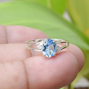 Handmade Swiss Blue Topaz Ring: Sterling Silver Engagement, December Birthstone