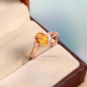 Oval Citrine Ring: Sterling Silver November Birthstone