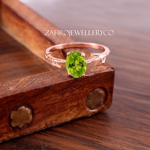 Handmade Oval Peridot Ring: Sterling Silver August Birthstone