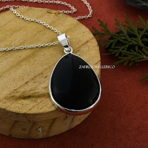 Handmade Pear Smoky Quartz Pendant: 925 Sterling Silver,