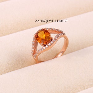 Handmade Oval Citrine Ring: Sterling Silver Cluster, November Birthstone