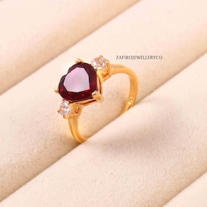 Ruby Ring, 925 Sterling Silver, Anniversary Ring, July Birthstone, Red Ruby, Heart Cut Ruby, Wedding Gift Ring, Birthday Gift Ring, Gift Her