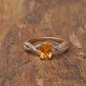 Citrine Ring, 925 Sterling Silver Ring, Unique Ring, Beautiful Jewelry, Beautiful Citrine Ring, Wedding Ring, November Birthstone, 6x8mm