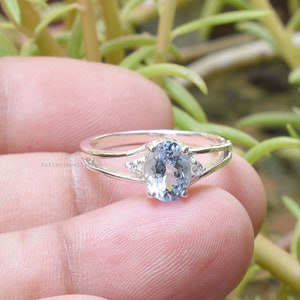 Handmade Oval Aquamarine Ring: Sterling Silver Promise Ring