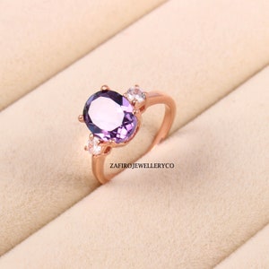 Oval Alexandrite Ring: Sterling Silver Zircon Statement Ring