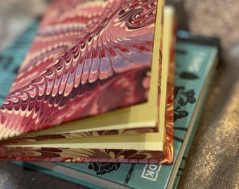 Handmade Marbled Journal, Artisan Paper Notebook, Blank Writing Journal, Stationery Gift