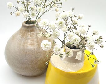 Jarrón de gres hecho a mano, cerámica de una sola flor, decoración moderna para el hogar