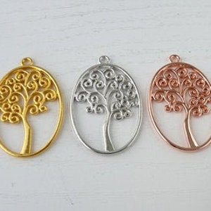 5 pendants "tree" gold, silver or rose gold approx. 40 mm