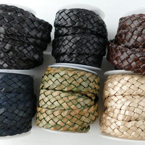 20 cm geflochtenes Lederband 20 mm breit in 6 verschiedenen Farben