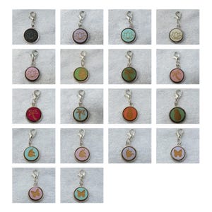 1 pendant with wooden cabochon (12 mm) - various designs and colors